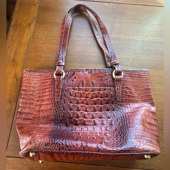 Brahmin Large Asher Tote/Shoulder Bag In Pecan Melbourne Croc Embossed Leather - Picture 2 of 16